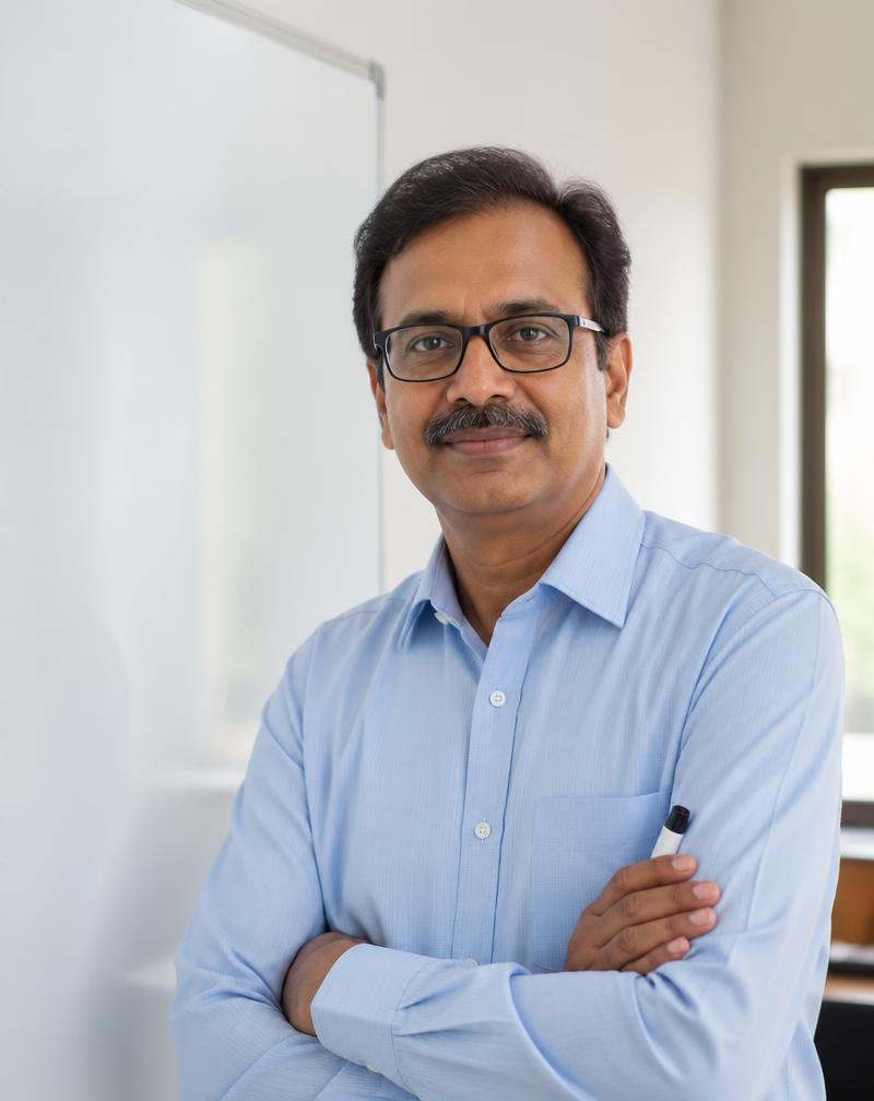 Portrait of a senior mathematics faculty member of SEM CBSE School